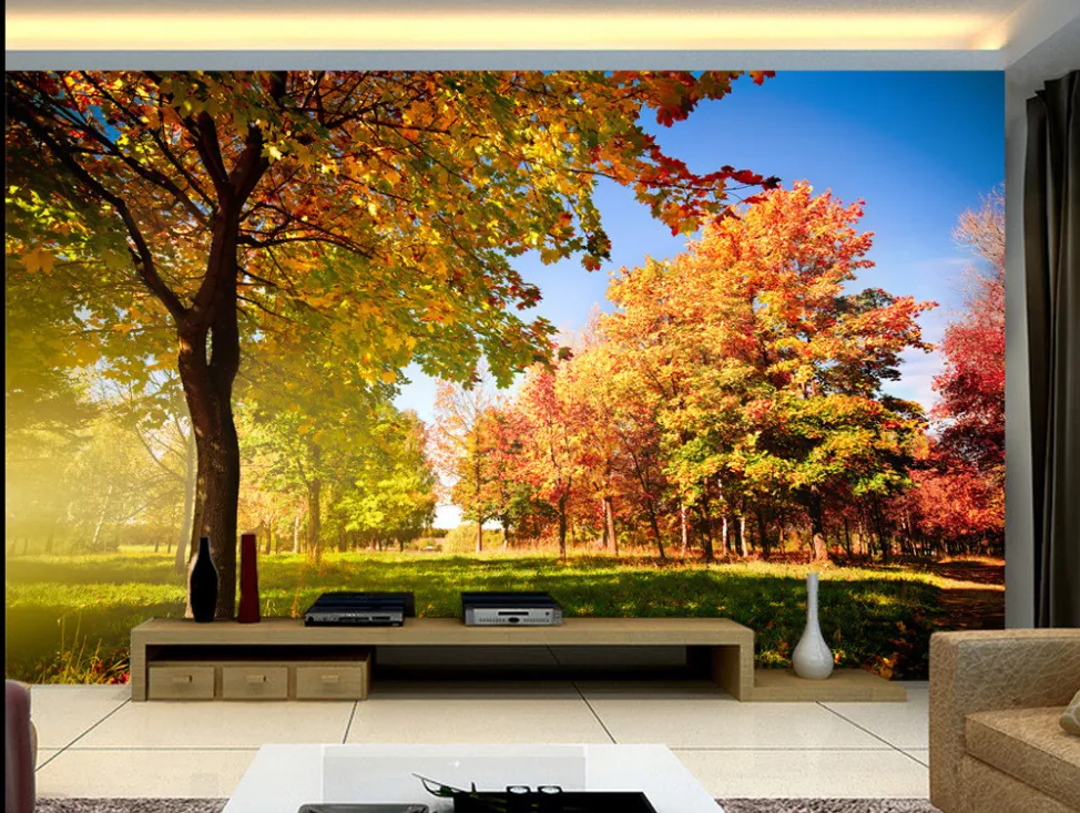 3D Papier peint Mural Décor Photo Toile de Fond Autumn bois paysage Art Mural pour Salon Grande Peinture Décor À La Maison