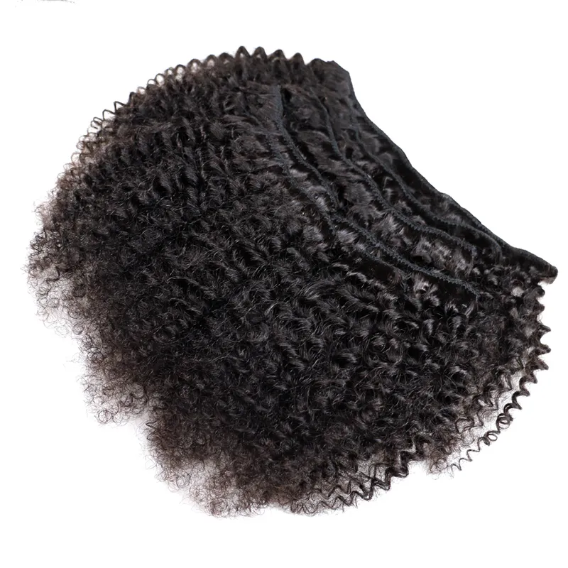 Afro Kinky Grampo de Cabelo Encaracolado Em Extensões Do Cabelo Humano 100 Graus / Set Clipe Em Extensões Do Cabelo Humano 8 Pcs Remy