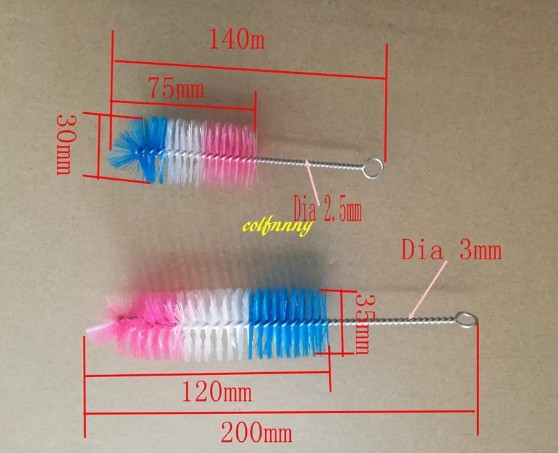 100 pcs/lot 200*120*35mm 140*75*30mm coloré Nylon brosse de nettoyage bébé biberon bec Tube verre tasse brosses B60501