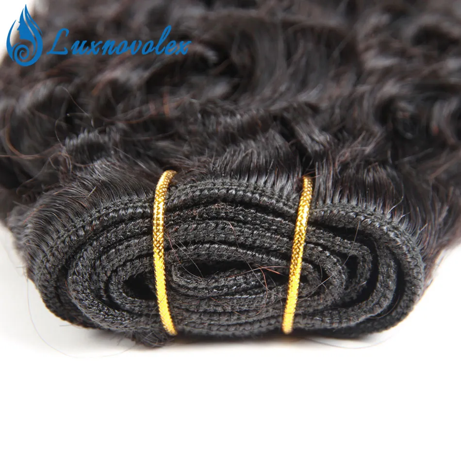 Brasilianska Virgin Hair 4 buntar Kort Kinky Curly Human Hair 9a Peruvian Malaysian Indian Curly Hair Weave Natural Color 50g / st Totalt 200g