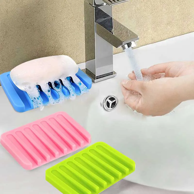 5 Pcs Silicone Draining Soap Dish, Bar Soap Holder for Tub, Waterfall Soap  Tray, Soap Saver, Soap Dishes for Bathroom Shower Blue, Green, Pink