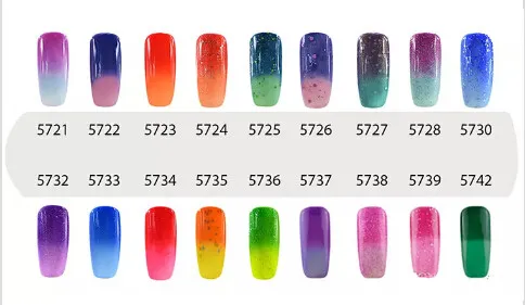 NEW ARRIVAL Elite99 7ml Temperature Change Chameleon Changing Color Soak off UV Nail Gel Polish UV Gel Choose 8 From 