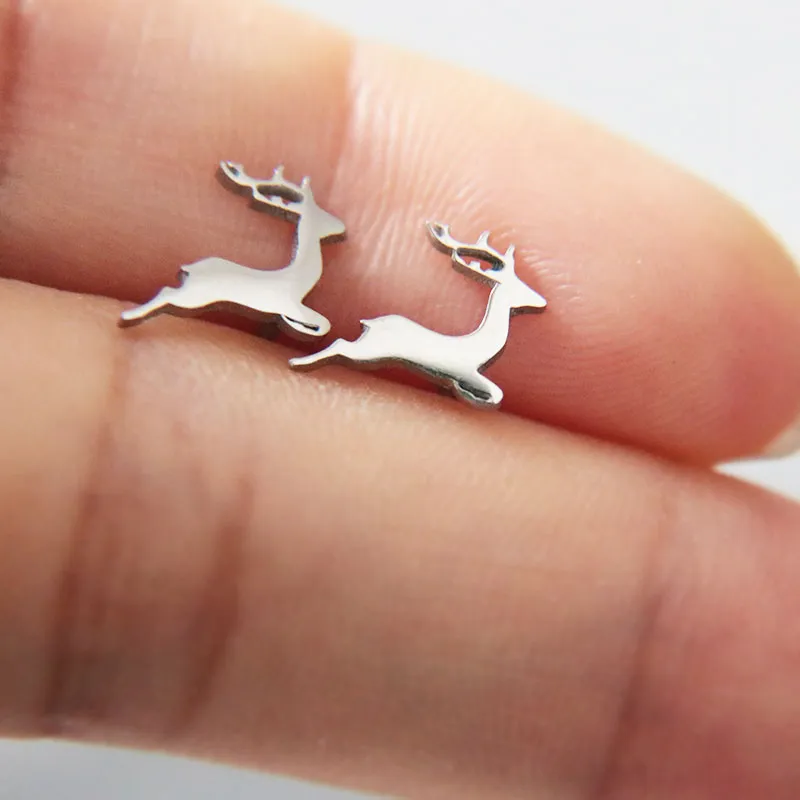 Everfast New Tiny Fawn Earring Little Deer Stainless Steel Earrings Studs Fashion Eor Jewelry Chirstmas Gift gift girld girls chids t114