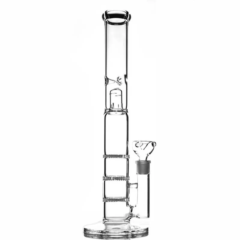 Hookahs Percolator Bongs Triple Honeycombs Water Pipes DAB RIGHT Glass Oil Rigs met Splash Guard 16 