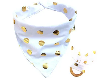 Baby Bawełna Trójkąt Bib Burp Gryzaki Zestaw Bandana Kerchief Niemowlę Ślina Ślinica Pinafore Fartuch Drewniane żucia Zęby Praktyka Tyys YE014