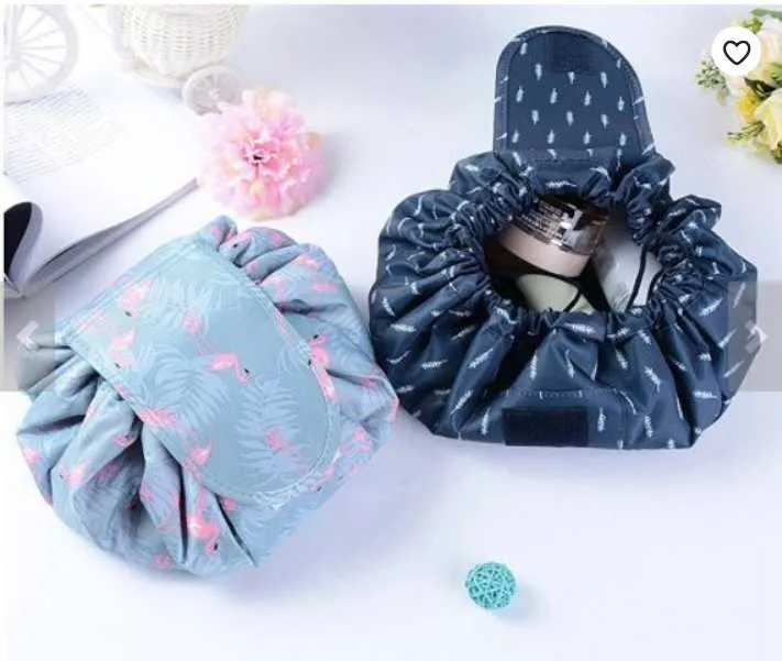 6 Styles Drawstring Cosmetic Bag Large Capacity Travel Portable Lazy Cosmetic Bags Cartoon Make Up Pouch