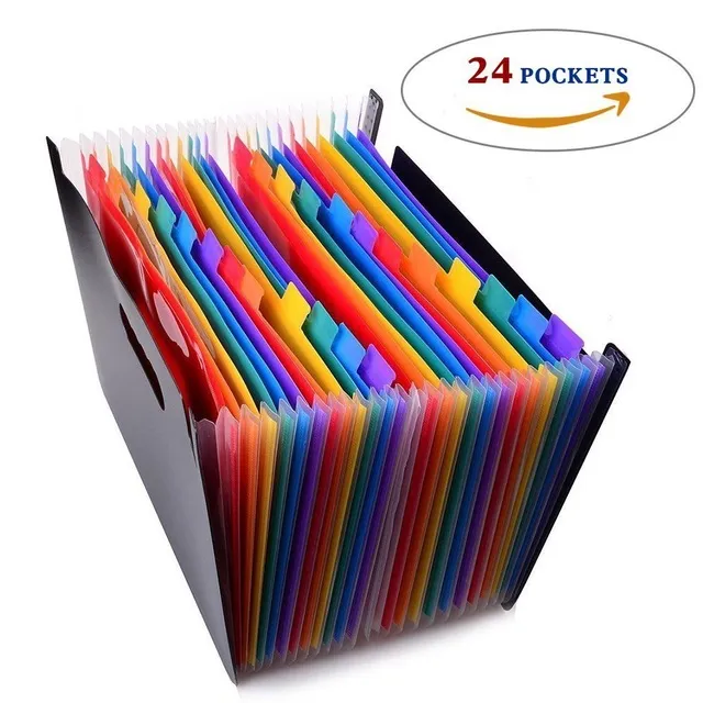 24 Pockets Expanding Files Folder Organizer Portable Business File Organizer Box Storage Bag A4 Business File Folder Bag