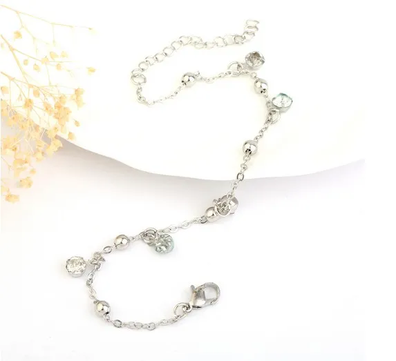 Ankle Bracelets CZ Stone Charm Silver Tone Crystal Inlayed Multi Layer Anklets Gothic Foot Chains Ankle Chain