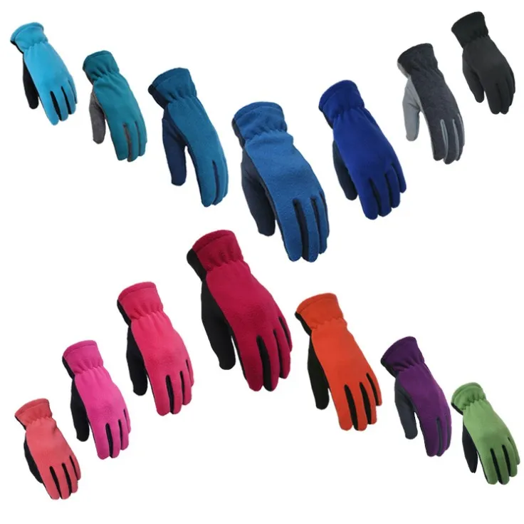 12 colori Vendita diretta in fabbrica guanti invernali da esterno per uomo e donna Guanti caldi in doppio velluto con cuciture in superficie AB