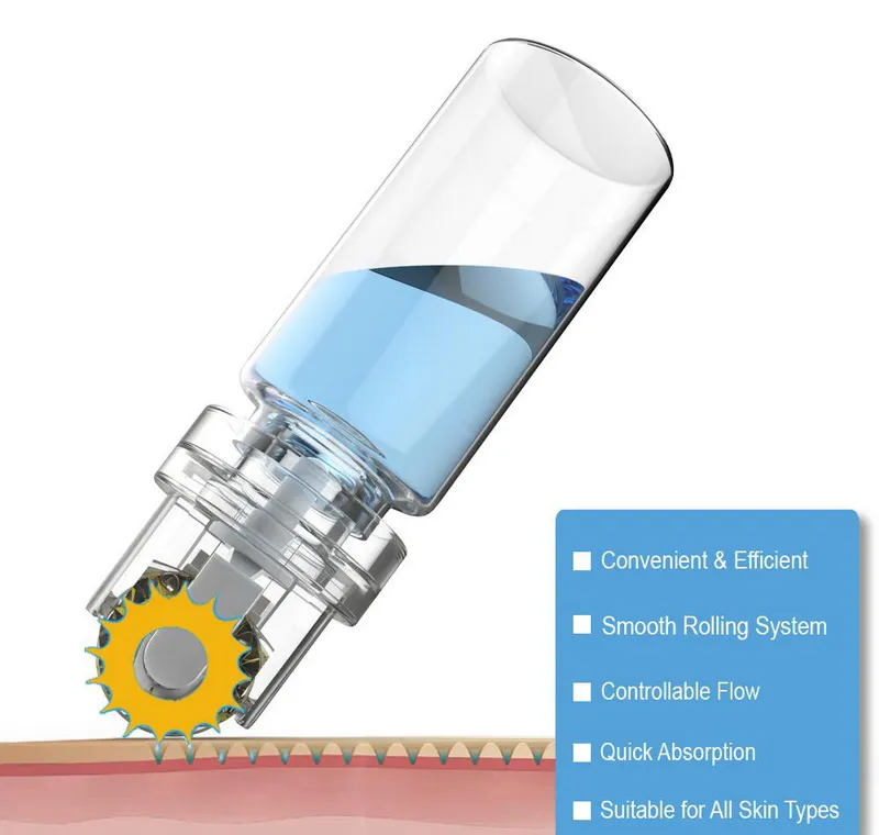 Tytanu Dermaroller Micalonedle Automatyczny Hydra Derma Roller 64 Złote Wskazówki Micalonedling z butelką żelową do odmładzania skóry Anti Aging