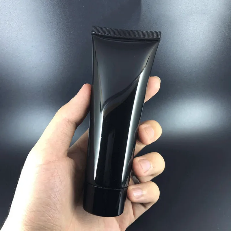 20-200ml Black Plastic Soft Bottle Empty Cosmetic Facial Cleanser Eye Cream Squeeze Tube Hand Lotion Lip Packing Bottles