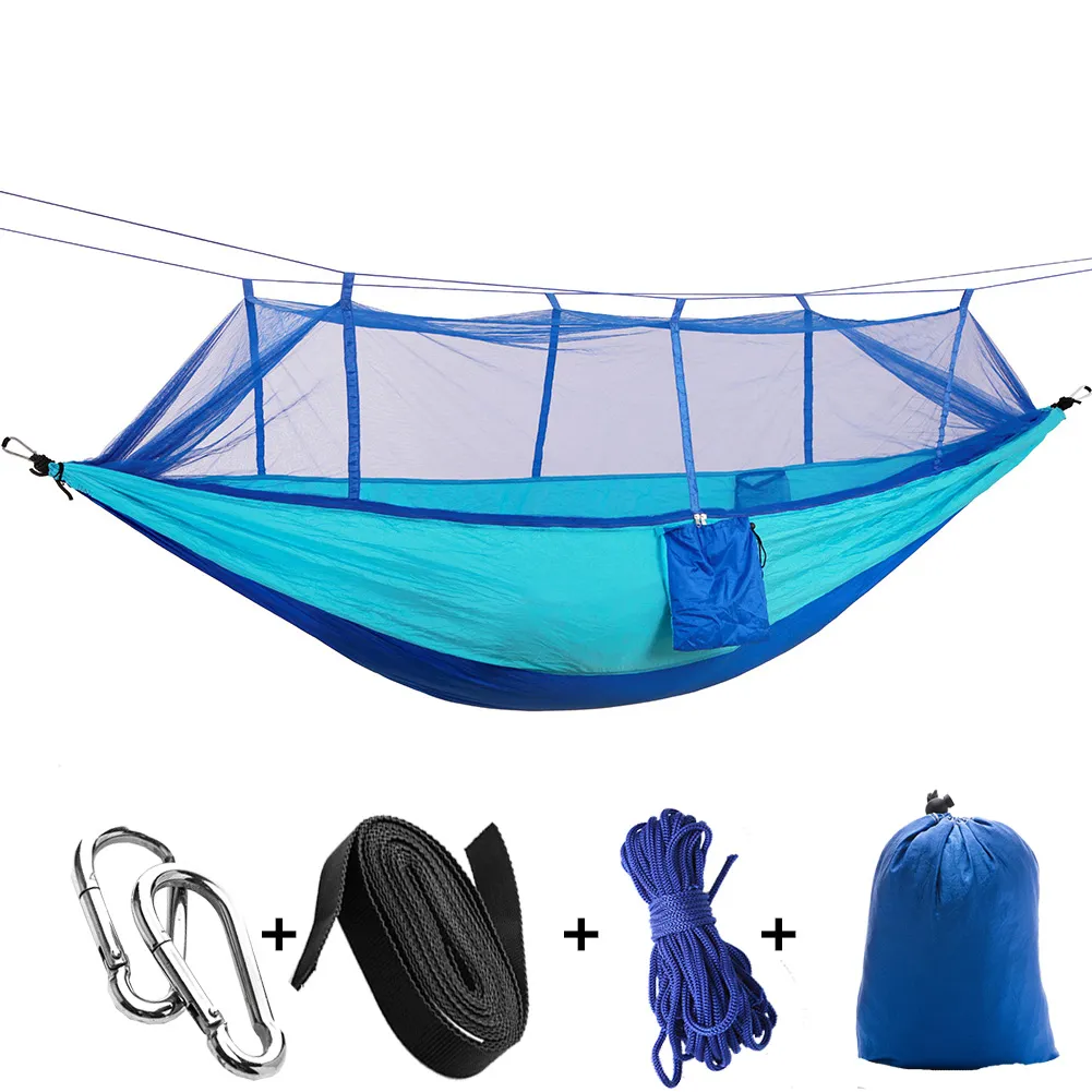 Camping en plein air moustiquaires hamac léger Parachute Nylon Camping hamacs sacs de couchage pour randonnée voyage sac à dos