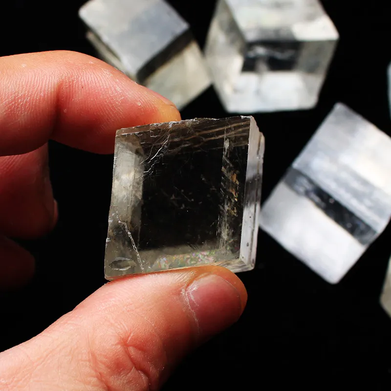 Natural clear square calcite stones Iceland spar Quartz Crystal Rock Energy Stone Mineral Specimen healing4920346