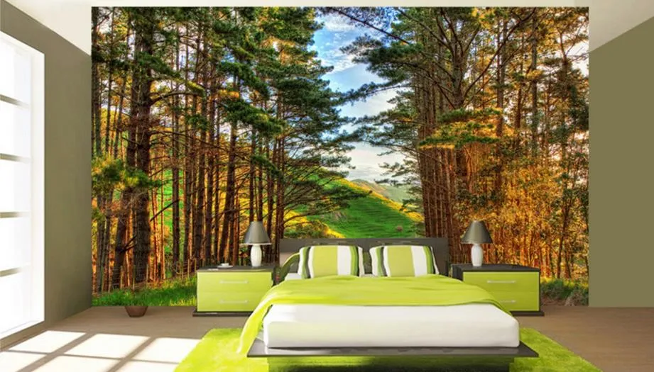 Papel de Parede Woods Landschap 3D Wallpaper Moderne TV achtergrond Muurschildering