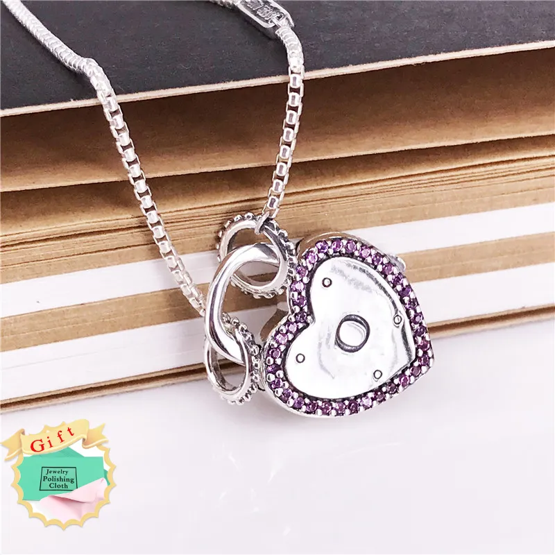 Sterling Silver Promise Necklace With Fuchsia Pink CZ Crystal