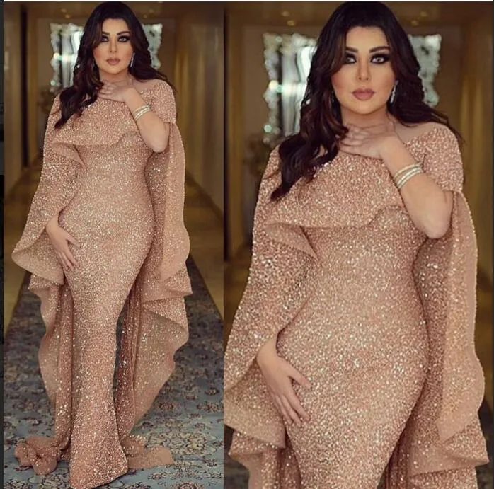 Abendkleid Yousef Aljasmi Kim Kardashian O-Ausschnitt Kurzarm Perlen Kristall Mantel Spezial Almoda Gianninaazar ZuhLair Murad Ziadnakad