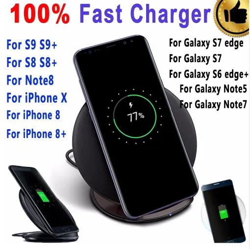 10W QI Snabb trådlös laddare för Samsung Galaxy S6 S7 Edge S8 S9 Plus Not 8 7 5 Trådlös laddningsplatta för iPhone X 8 Plus