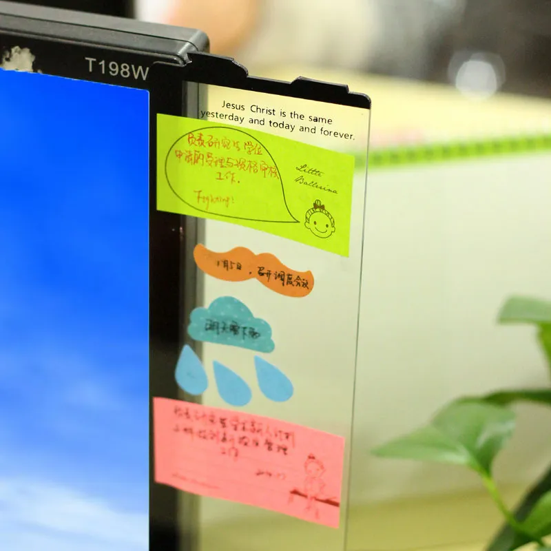 NOVO painel de notas transparente para monitor de computador adesivos de notas de memorando adesivos criativos materiais de papelaria para mesa de escritório