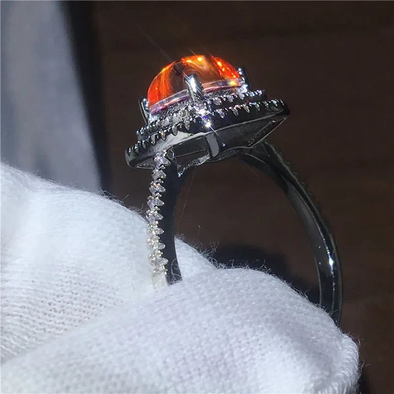 2017 New Style Bridal 925 Sterling silver ring Ammolite Opal stone Engagement wedding band rings for women Wholesale Jewelry