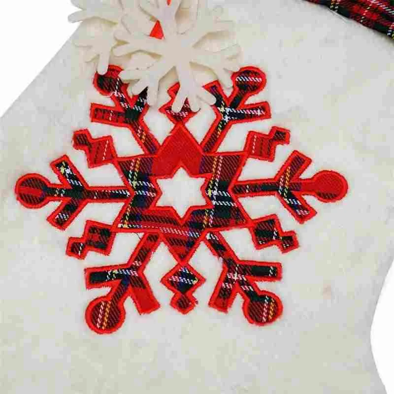 Warm Large Plaid Paw Christmas Stocking for tree snowflake Christmas Gift Bags Xmas Tree Ornaments New Year Decoration 