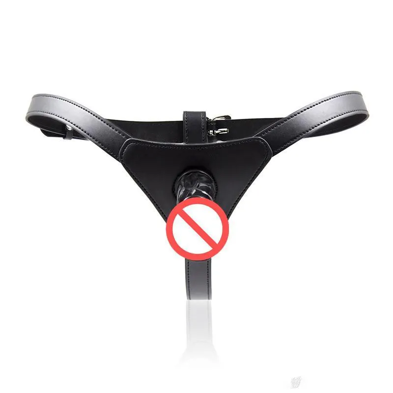 Livraison gratuite!Sangle noire Masturbation lesbienne gode culotte de sous-vêtements pénis Plug ceinture adulte jouets sexuels outil sexuel pour Women2873067