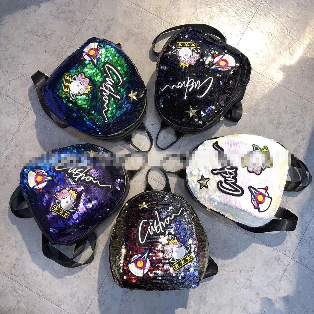 Meninas coreano de Mochila Adolescente Crianças Sequins Graffiti Ombros mochilas escolares Crianças Bolsas Meninas viagens de lazer Bags presentes de Natal para crianças