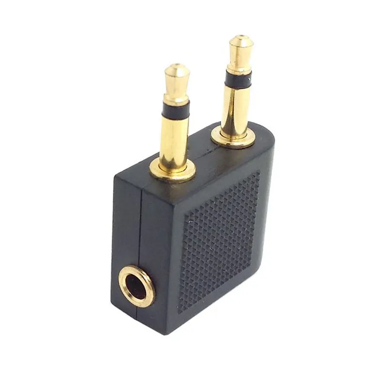 Golden Plated Airplane Flight Adapter Connector for Headphones Headset Earphones to Airline Audio Adapter DHL FEDEX EMS FREE SHIP