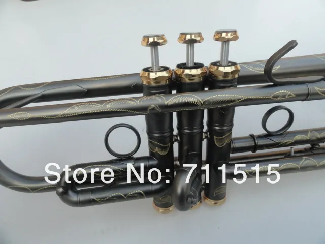MargeWate Unikalne czarne niklowane Trąbki Wykwintne rzeźbione wzory Mosiądz BB Trumpet Marka instrument muzyczny Darmowa wysyłka