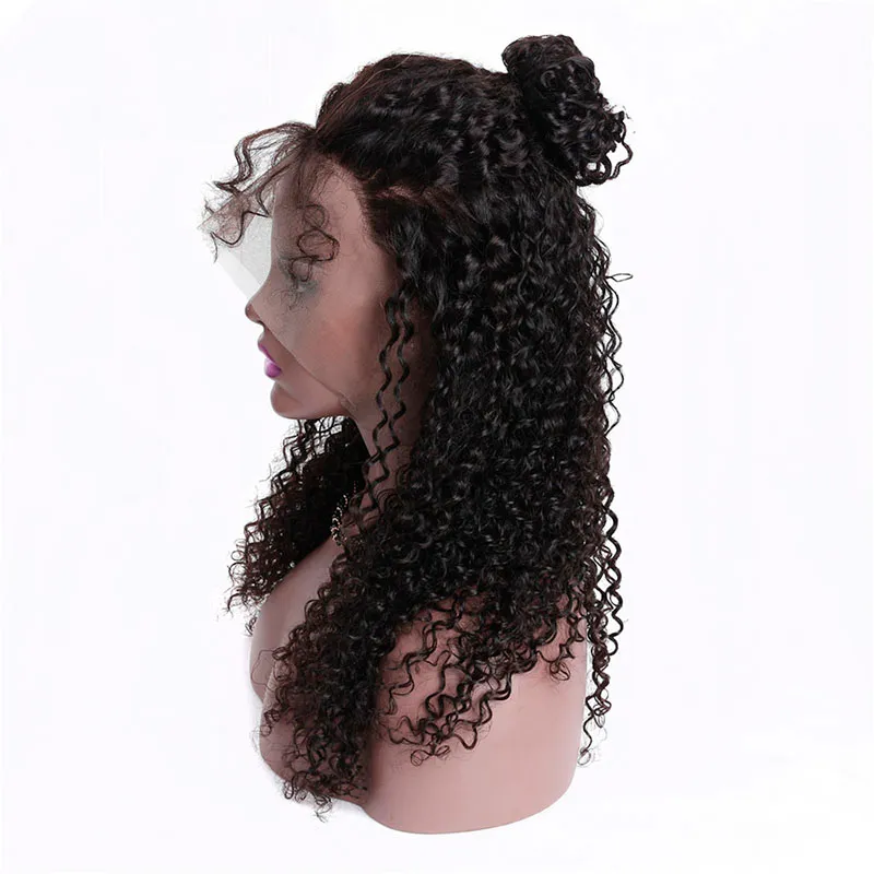 Perruque Lace Front Wig naturelle indienne, cheveux vierges crus, densité 150%, 13x4, cheveux crépus bouclés, pre-plucked, trois parties centrales, 2620