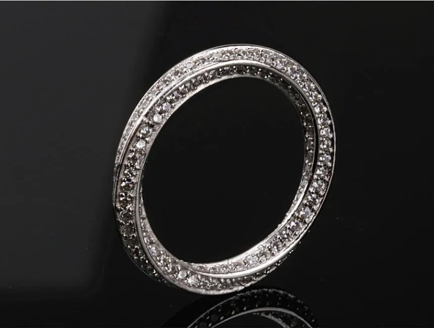 Mobius strip Rings Stunning Wholesale Luxury Jewelry 925 Sterling Silver Tiny White Sapphire Party Twist Women Wedding Pave Band Ring Gift