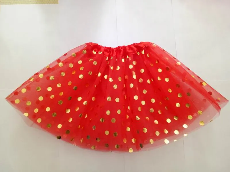 DHL Free Gold Polka Dot Girls Tutu Spódnica Boże Narodzenie Tutus Dzieci Tutu Spódnica Dziecko Toddler Spódnice Czerwony Niemowlak Pettiskirt Noworodek Fotografia Rekwizyty