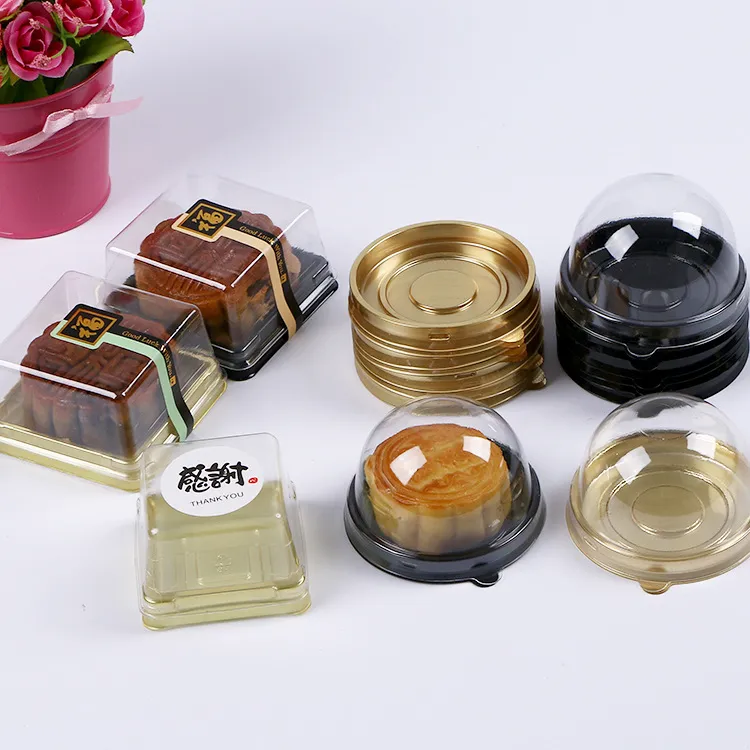 50g/80g/100g Plastic Cake Box Single Individual Moon Cake Tray Boxes Plastic Mooncake Pvc Boxes Food Gift Packaging Boxes