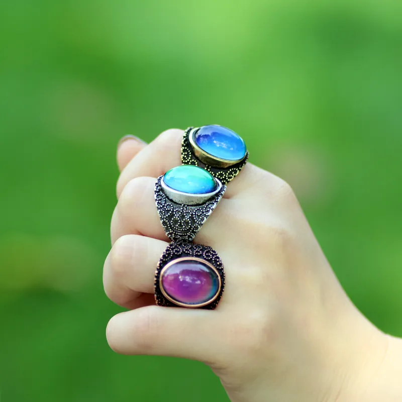 Mood Stone Jewelry Temperature Contral Change Color Rings Emotion Feeling Ring for men and women Factory Sale