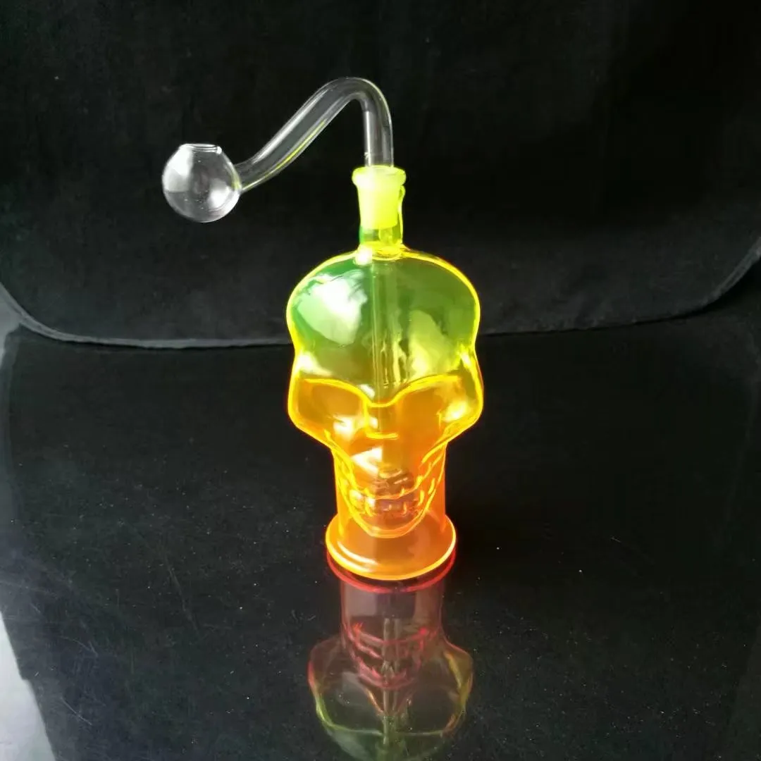 Color spray skull bone pot Wholesale Glass Bongs Accessories, Glass Water Pipe Smoking, 