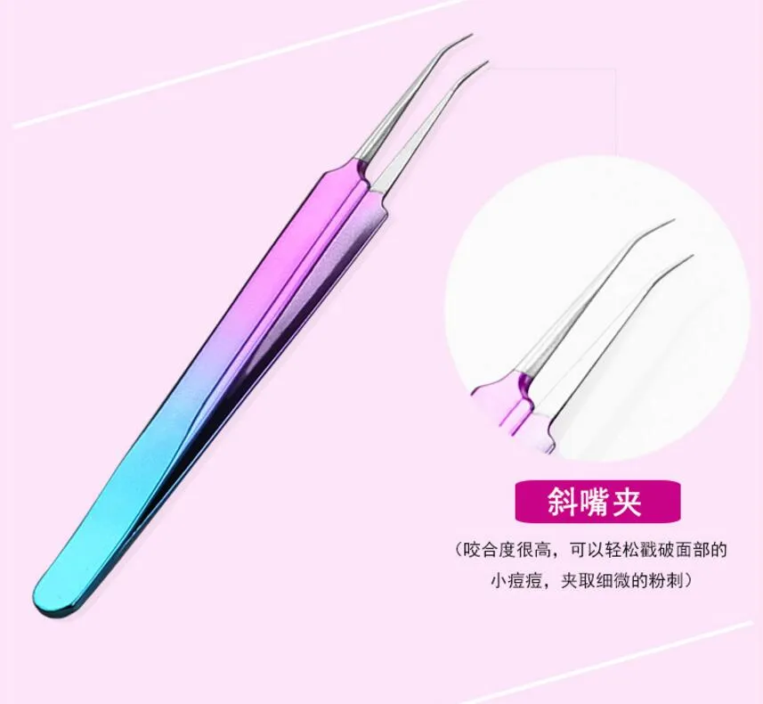 Stainless Steel Blackhead Remover Acne Extractor Remover Needle Kit Bend Curved Pimple Blemish Tweezer Face Care Tool