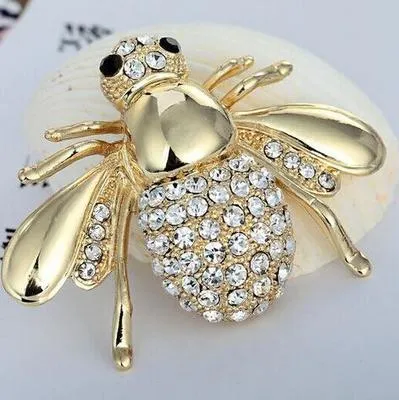 Europese en Amerikaanse grote schattige bij broche cz broche pin collar vest jurk vrouwelijke sieraden broches voor bruiloft boeketten