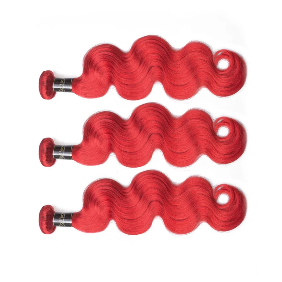 Capelli umani rossi tesse 3 pezzi/lotto onda del corpo estensione malese vergine dei capelli capelli rossi di moda di colore puro le donne nere