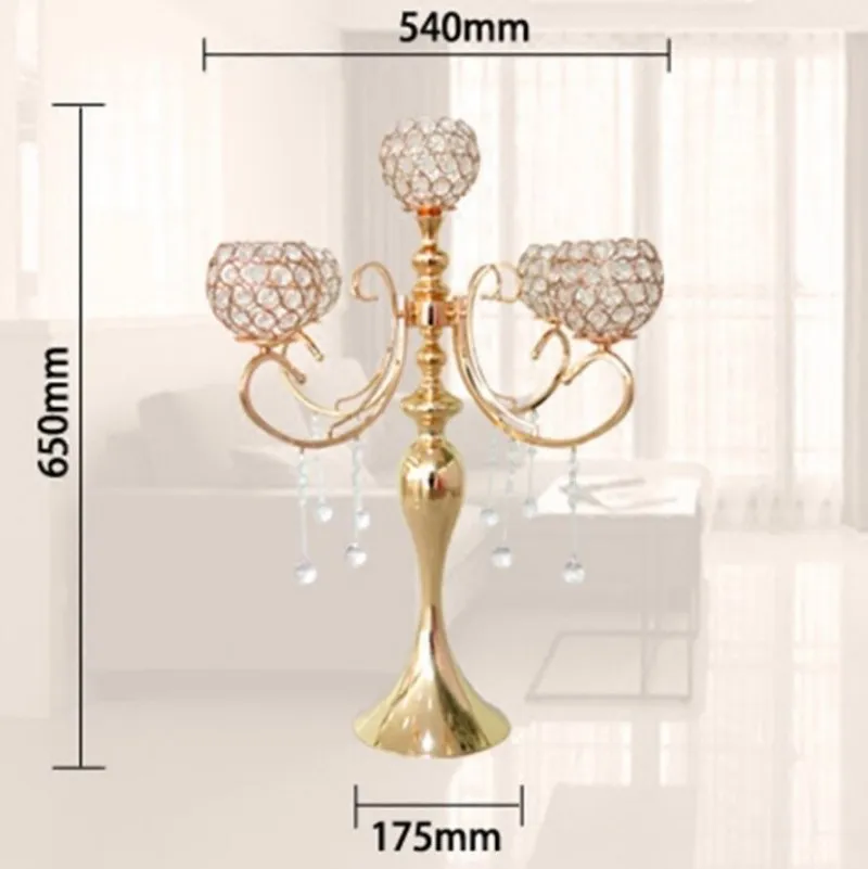 Casamento Rose Gold Candle Tithers elegante 65cm Altura alta 5 braços para decoração de festa de casamento Centerpieces