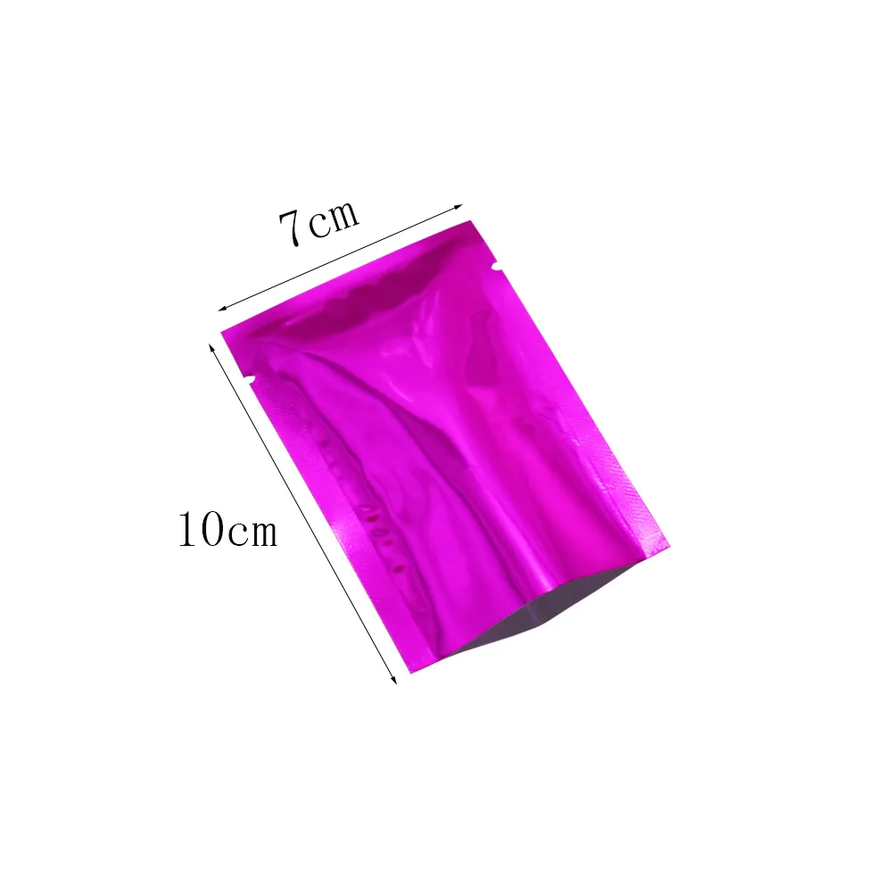 7*10 cm Paars Vacuüm Mylar Folie Verpakking Aluminiumfolie Zakken voor Geurende Thee Poeder Folie Mylar Pouch open Top Voedsel Opslag Baggies 500 stks/partij