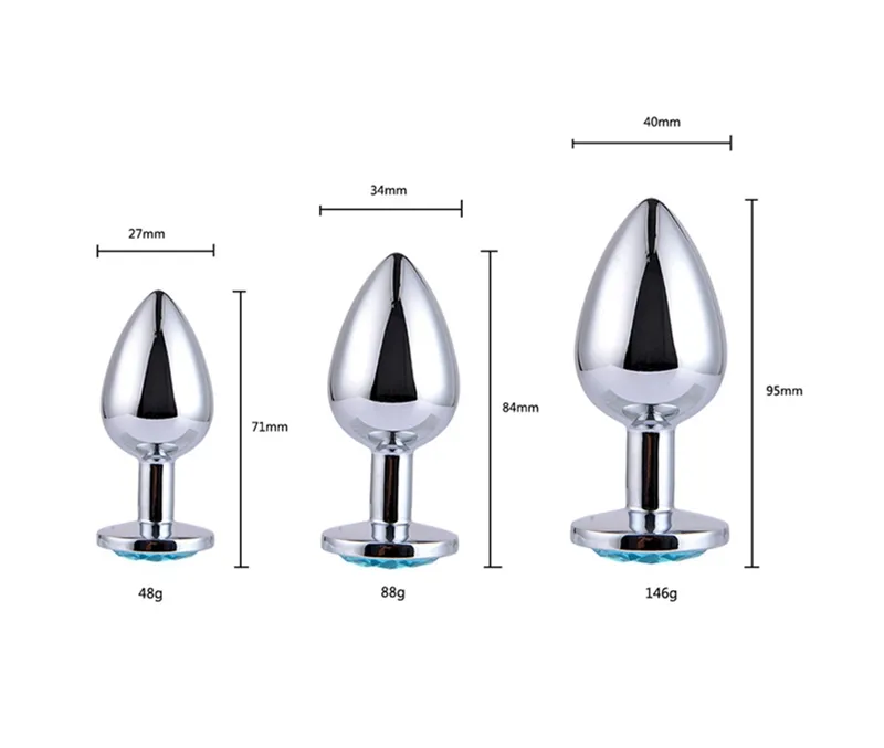 3 Sizes Available Luxury Jewelry Design Stainless Steel Anal Butt Plug Fantasy Alternative Toys SM Large+Medium+Small Anal Stimulate