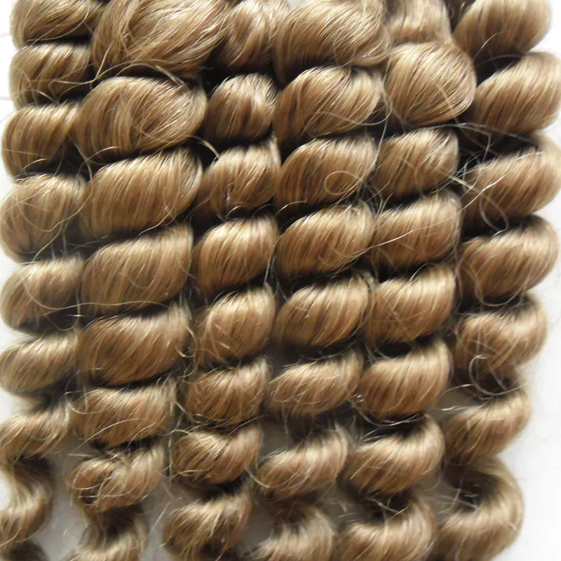 髪の皮の皮のゆるい波機械製作されたレミーテープヘア100％人間の髪の延長部40個の接着剤100gライトブラウン