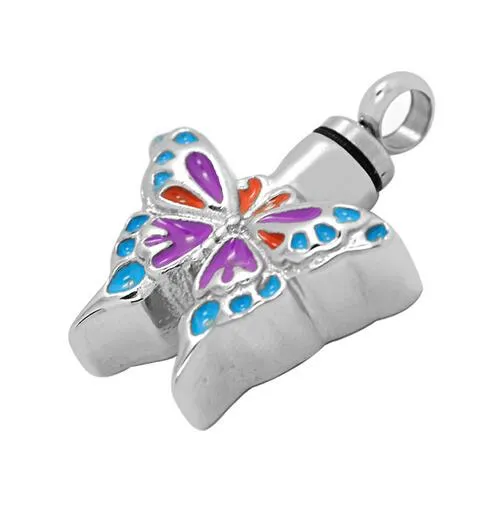 Wholesale cremation can be winged butterfly pendant necklace for the ashes of a family pet mini funeral jewelry