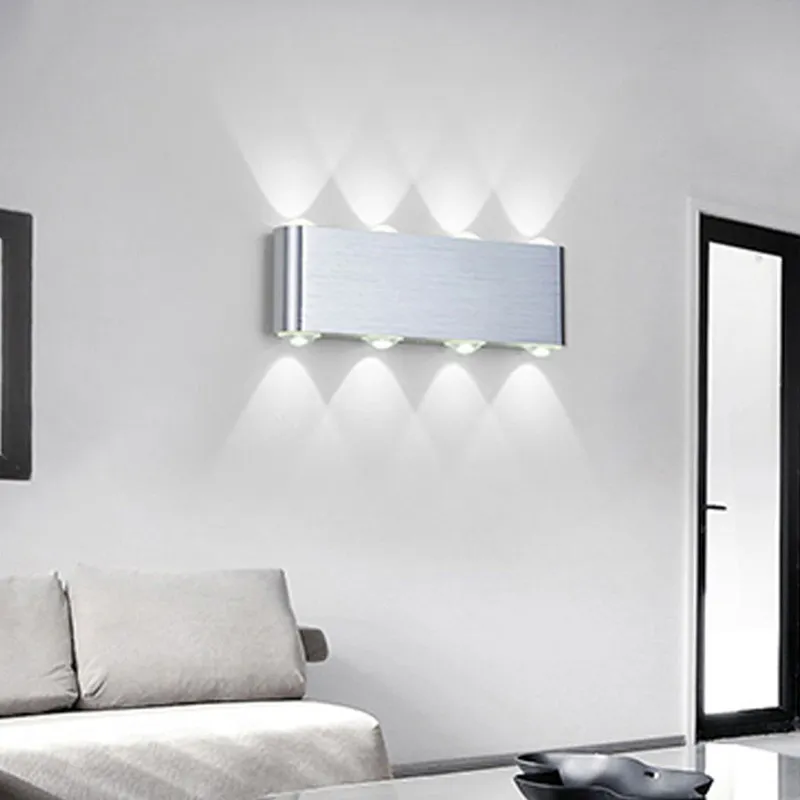 8W LED appliques murales lumière rectangulaire applique rétro-éclairage éclairage décoratif couloir chambre miroir lumière haut vers le bas applique murale 20 pièces