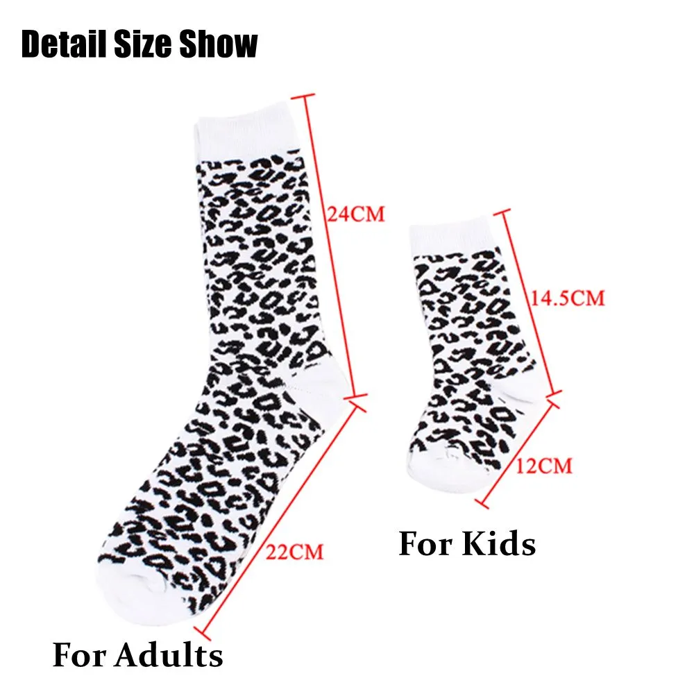 Leopard Printed Unisex Adult Men Women Kids Long Cotton Socks Family Matching Parent-child Socks Mummy Daughter Dad Son Socks