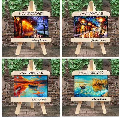 Creative Wood Photo Frame Easel Shape Desktop Painting Wooden Picture Frame Home Art Decor Gifts For 6" 8" 10" 12" A4 Photos