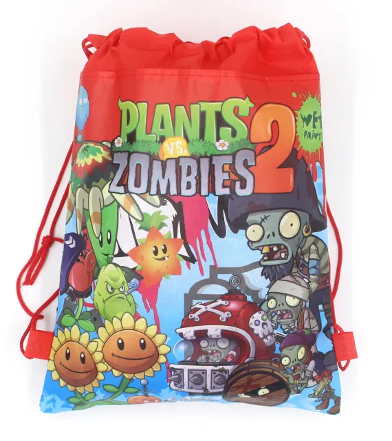 Plants vs Zombies Decoration Kids Cartoon Gift Backpack Birthday NonWoven Fabric Drawstring Party Bags Supplies2227923