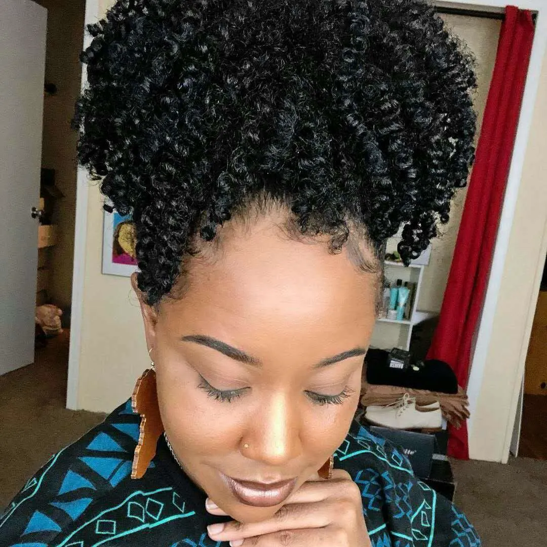 Natural Ponytail Hairpieces African American Afro Krótkie Kinky Curly Slostring Ponytail Ludzki Przedłużanie Włosów Z Klipsem w Pony Tail 120g
