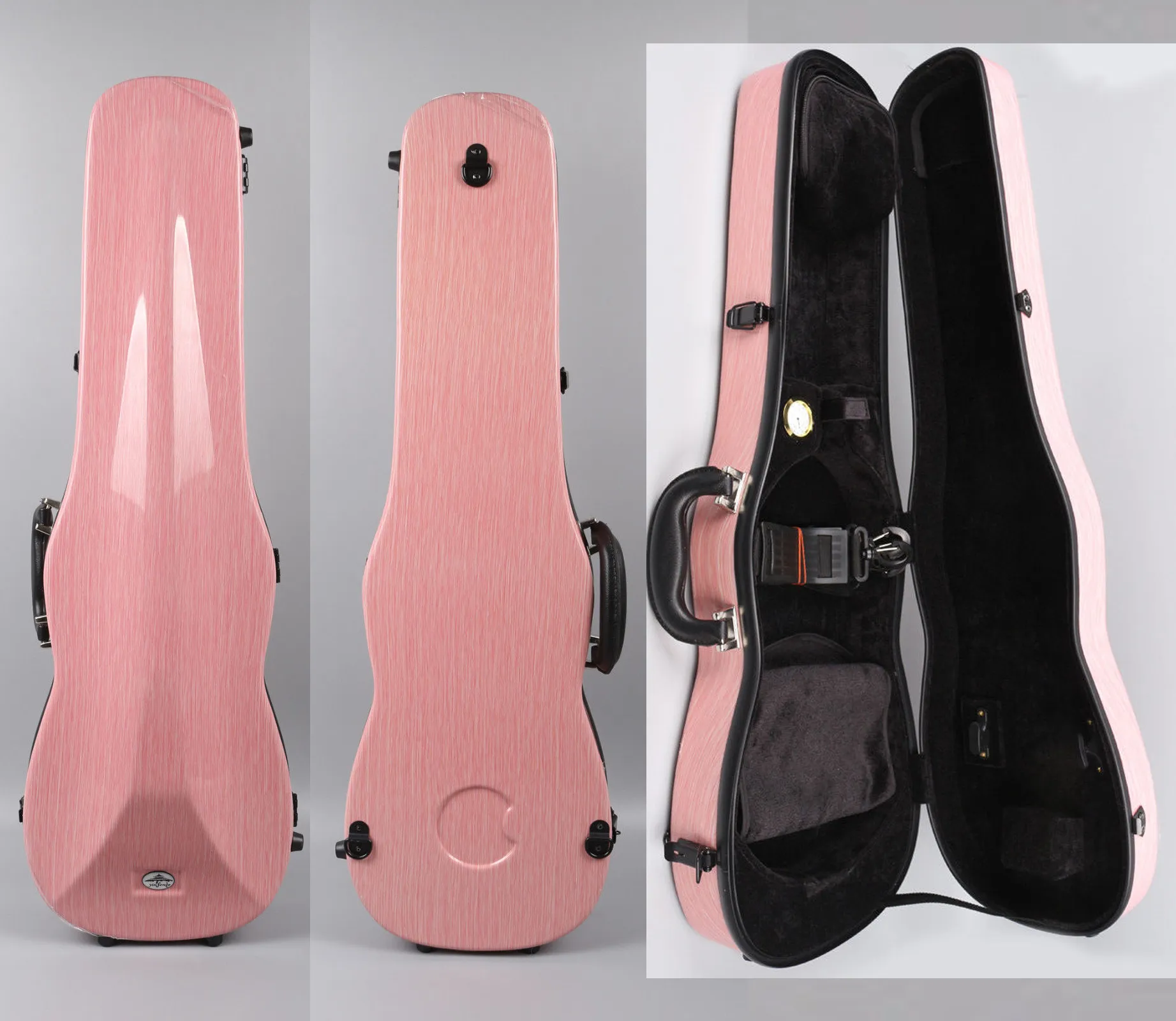 Violin Case 4/4 Full Size fibra de vidro 1.9 kg caso difícil triângulo forma cor-de-rosa # 4