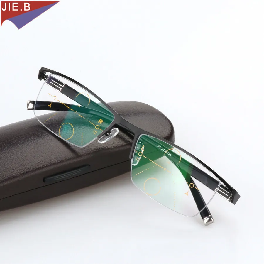 티타늄 합금 스마트 줌 Asymptotically Progressive Reading Glass 하프 림 상업용 노안 Hyperopia Multifocal Glasses