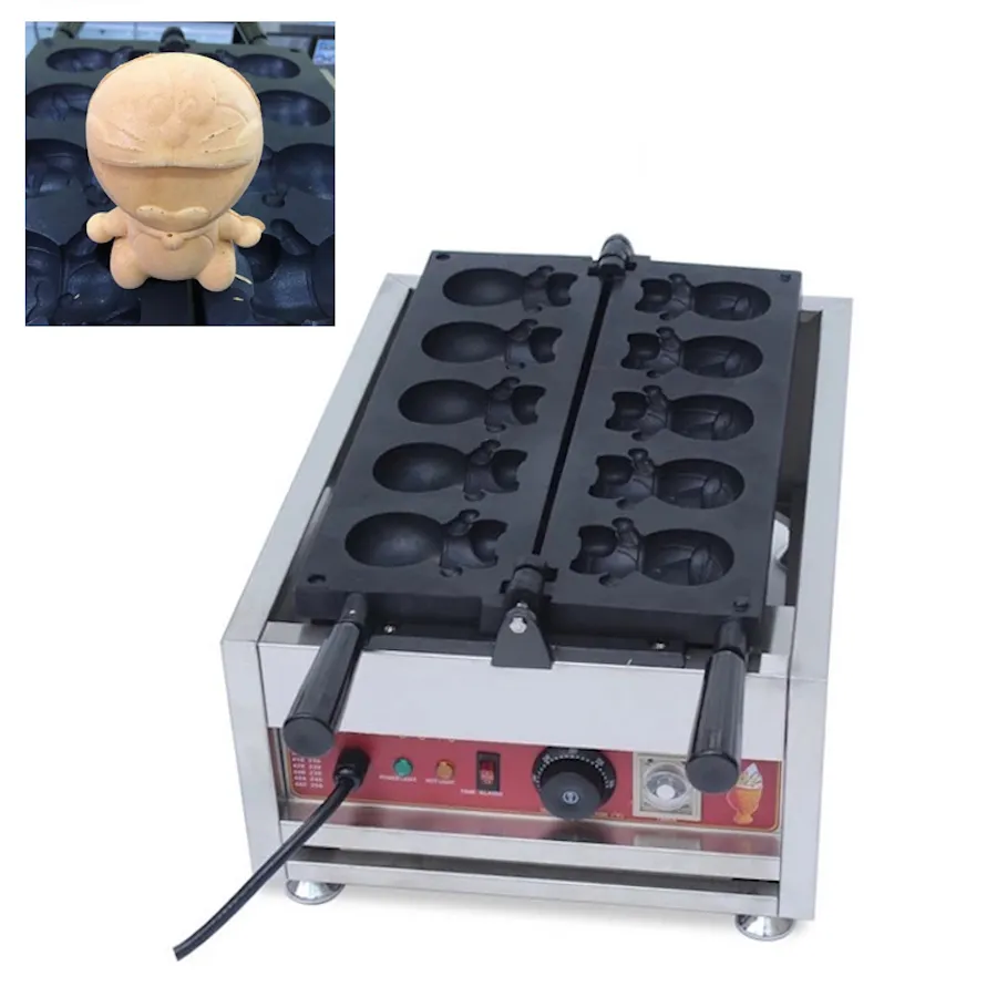 Comercial dos desenhos animados Waffle Maker Doraemon Waffle Fazendo Máquina Animal Dado forma Mini Waffle Bolo Grill Pan Popular Snack Equipamento